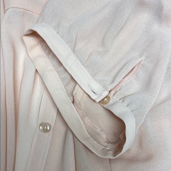 LOFT Blouse Short Sleeve V-Neck Gathered Balletcore Feminine Pink Size Large - Picture 5 of 11